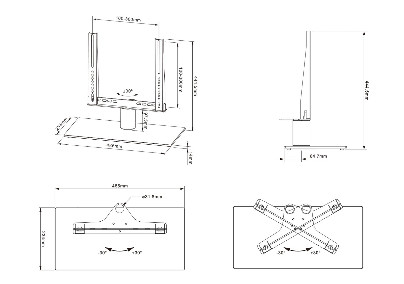 Multibrackets M VESA Tabletop TV Stand Turn for 24"–32" Screens | 7350073733132 Mount Stand Multibrackets