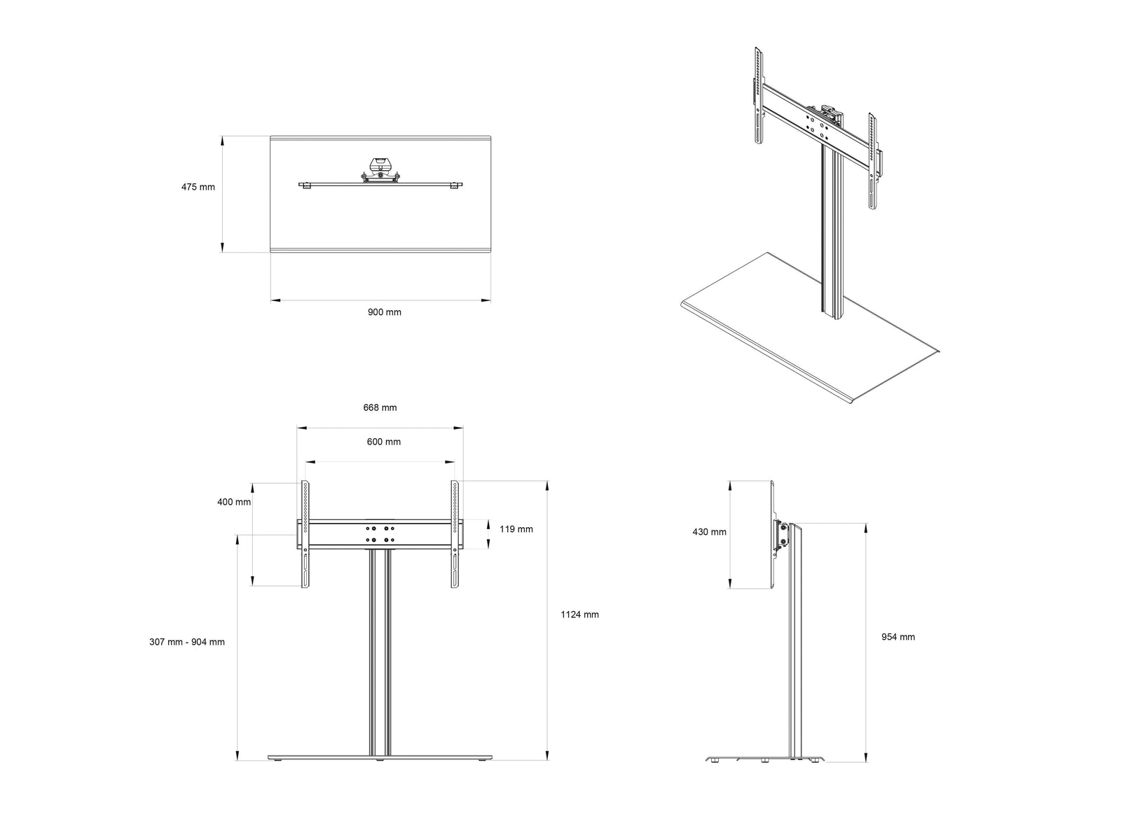 Multibrackets M VESA Tabletop TV Stand for 46"–86" Screens | 7350105214196 Mount Stand Multibrackets