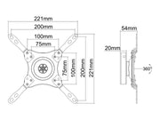 Multibrackets M VESA Wallmount 360 Rotating & Tilting Wall Mount for 15"–32" Screens | 7350022733480 Wall Mount Bracket Multibrackets