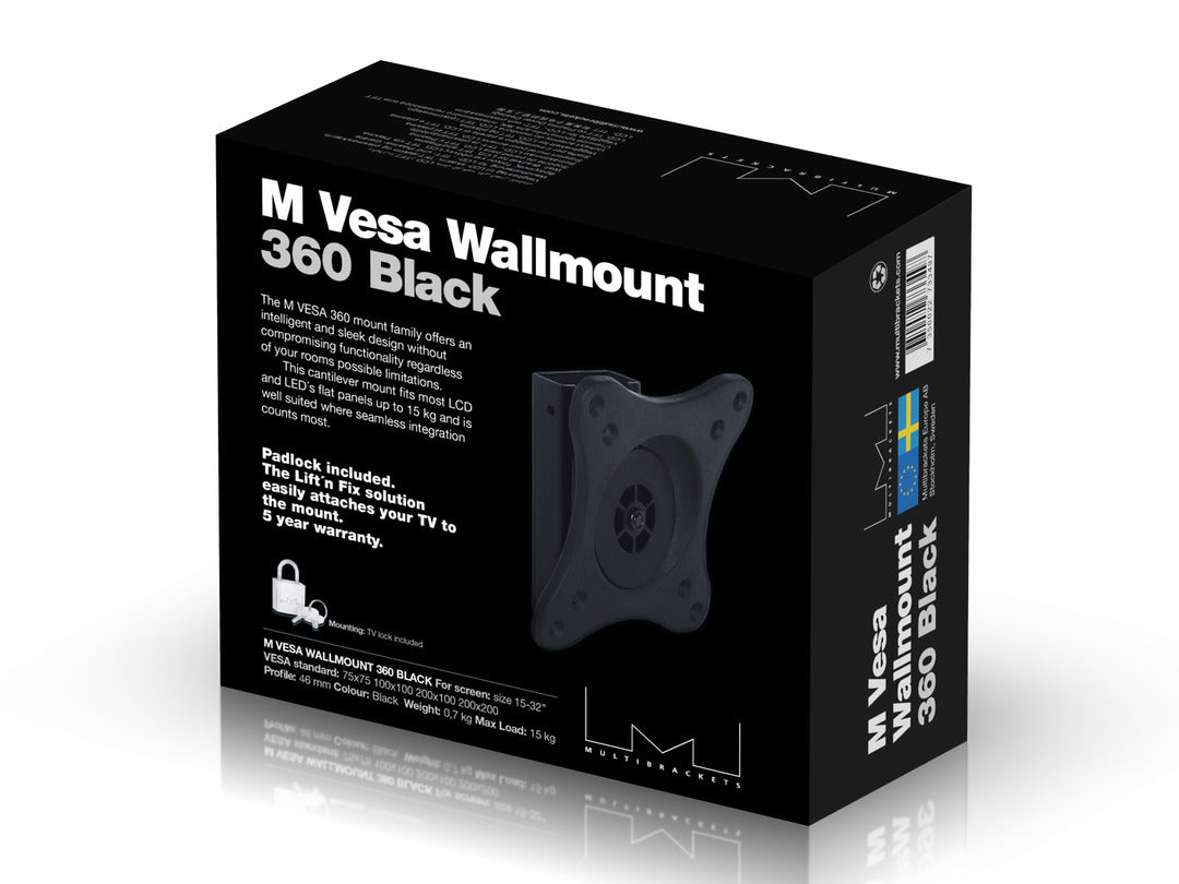 Multibrackets M VESA Wallmount 360 Rotating & Tilting Wall Mount for 15"–32" Screens | 7350022733497 Wall Mount Bracket Multibrackets