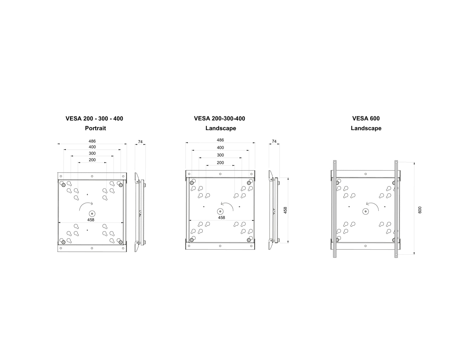Multibrackets M VESA Wallmount Flip 600 Rotating Wall Mount for 50"–95" Screens | 7350105215940 Wall Mount Bracket Multibrackets