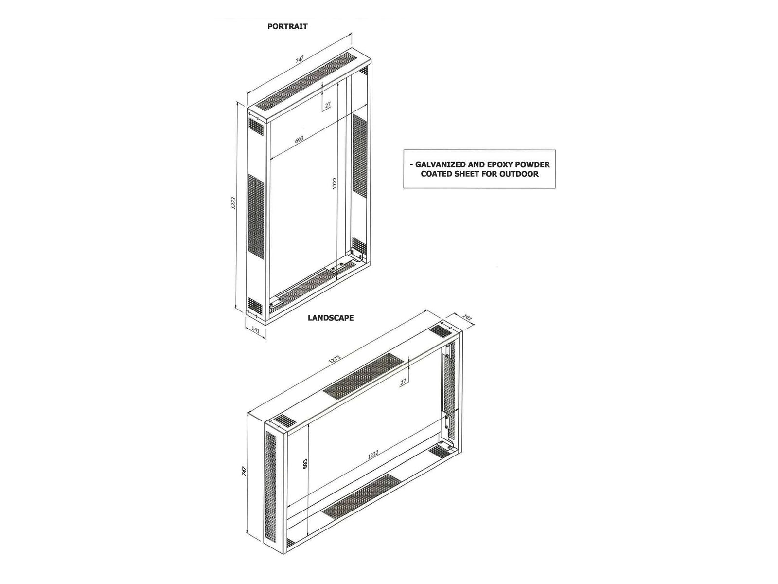 Multibrackets M Wallmount Pro 55BDL60 with Frame – For 55" Outdoor Display Wall Mount Bracket Multibrackets
