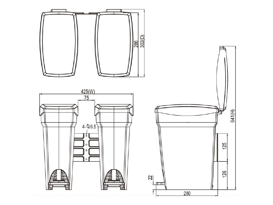 Multibrackets M Workstation Cart Recycle Bin with Foot Operated Lid 10.4L | 7350073734641 Mount Accessories Multibrackets