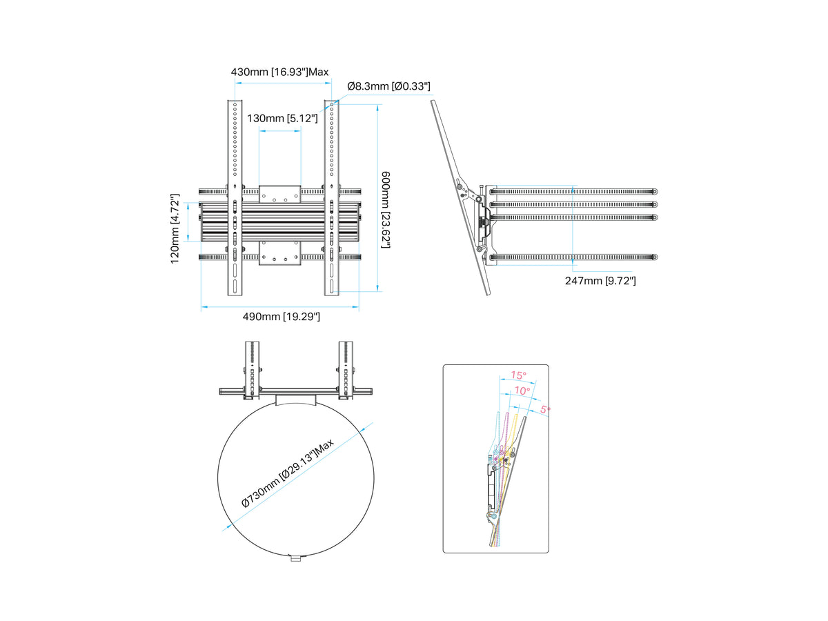 Multibrackets Pro Series Column Wall Mount for 43"-86" Displays | 7350022739475 Wall Mount Bracket Multibrackets