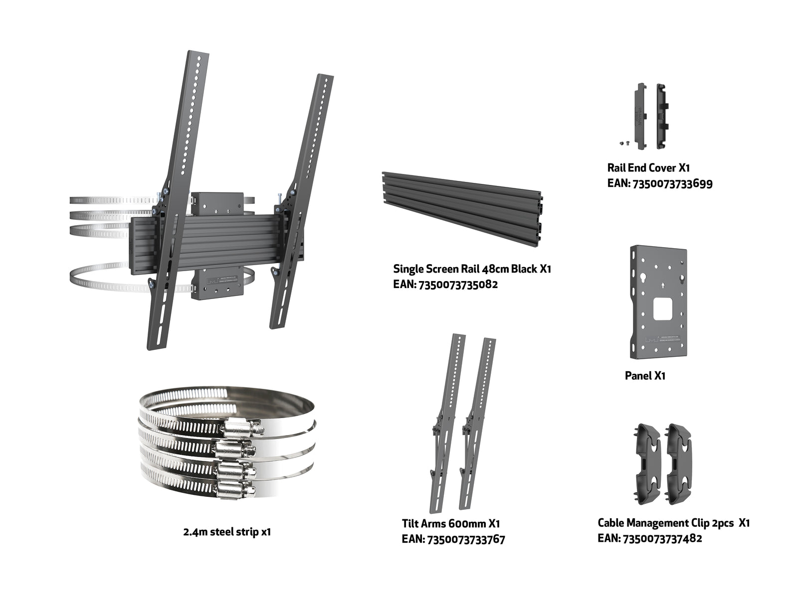 Multibrackets Pro Series Column Wall Mount for 43"-86" Displays | 7350022739475 Wall Mount Bracket Multibrackets