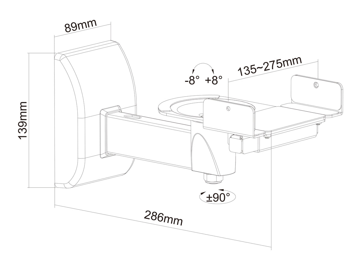 Multibrackets Universal Speaker Wall Mount Max 15kg – Black | 7350105217876 Speaker Mount Multibrackets