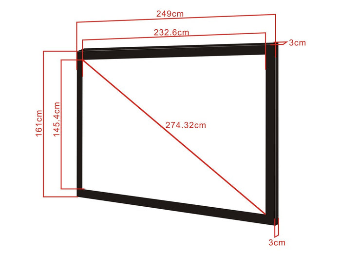 Multibrackets Framed Projection Screen Deluxe 108" 16:10 Matte White – Black Velvet Frame | 7350022735781 Framed Projection Screen Multibrackets