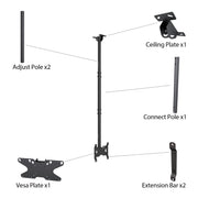 Multibrackets M Public Ceiling Mount Small Single for 10"-43" Screens – Black | 7350022735453 Ceiling Mount Bracket Multibrackets