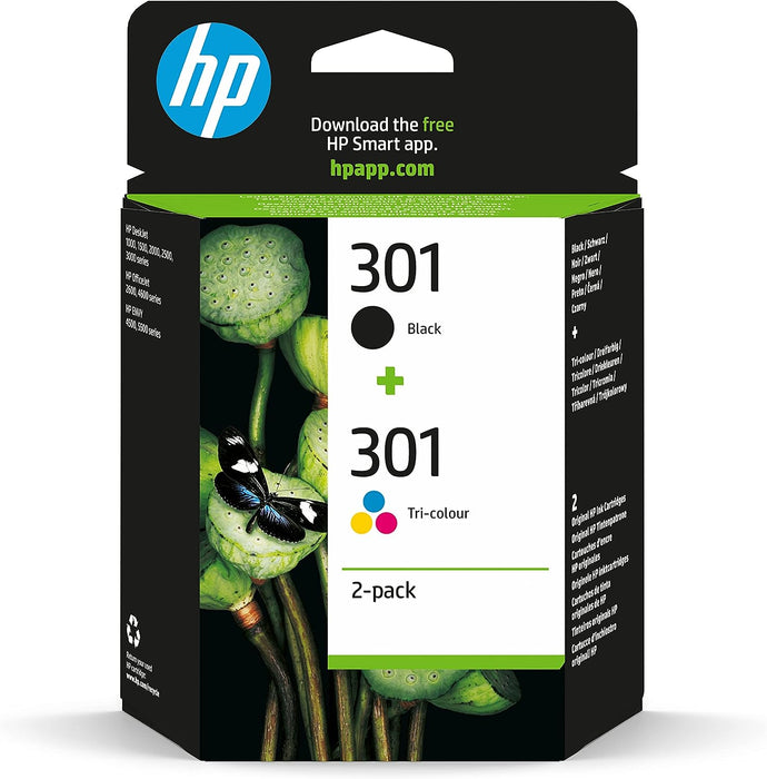 HP 301 2-Pack Black/Tri-Color Original Ink Cartridges