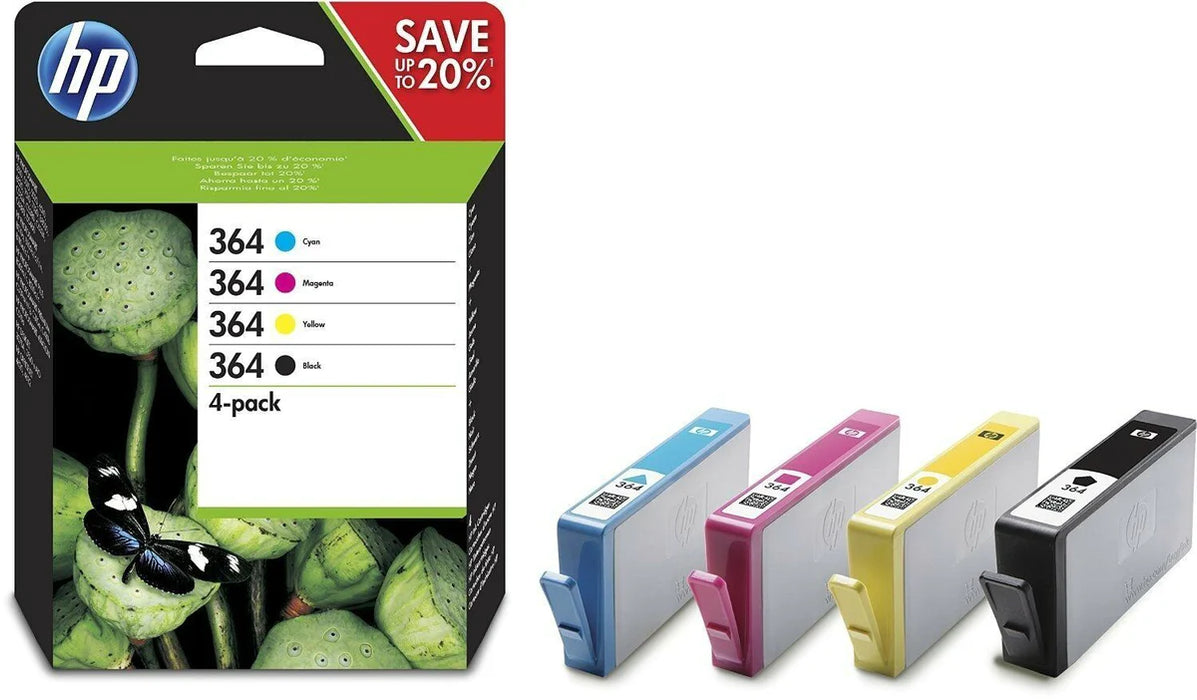 HP 364 4-Pack Black/Cyan/Magenta/Yellow Original Ink Cartridges