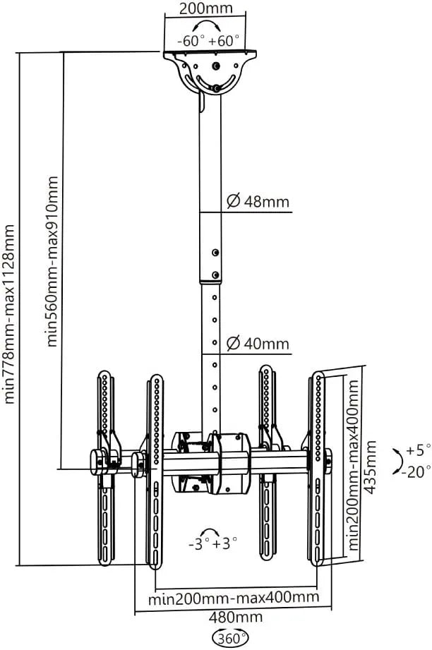 Neomounts NM-C440DBLACK 32"-60" Screen Ceiling Mounts Ceiling Mount Bracket NeoMounts