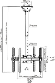 Neomounts NM-C440DBLACK 32"-60" Screen Ceiling Mounts Ceiling Mount Bracket NeoMounts