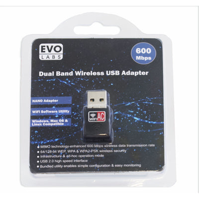 Evo Labs AC600 Dual Band USB WiFi Network Adapter - NPEVO-AC600USB Wireless Adapter Evo Labs