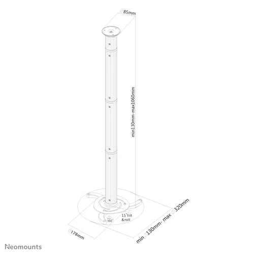Neomounts BEAMER-C200 13-106cm Projector Ceiling Mount Ceiling Mount Bracket NeoMounts