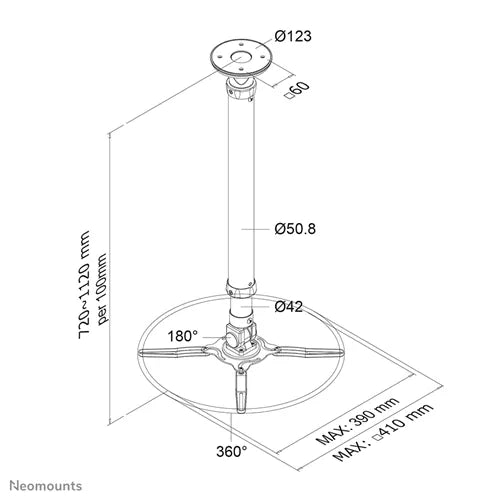 Neomounts BEAMER-C350BLACK 72-112cm Projector Ceiling Mounts Ceiling Mount Bracket NeoMounts