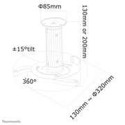 Neomounts BEAMER-C80WHITE 8-15cm Projector Ceiling Mount Projector Mount NeoMounts