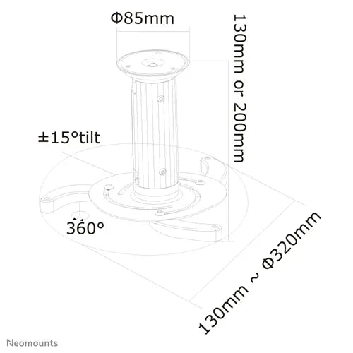 Neomounts BEAMER-C80 8-15cm Projector Ceiling Mount Ceiling Mount Bracket NeoMounts