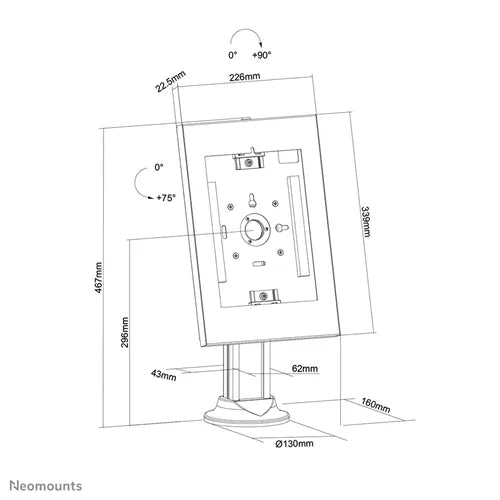 NeoMounts DS15-640WH1 Countertop Tablet Holder Tablet Mount NeoMounts