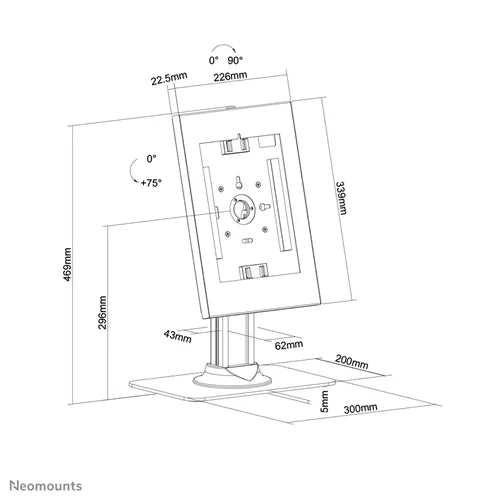 NeoMounts DS15-650WH1 Countertop Tablet Holder Tablet Mount NeoMounts