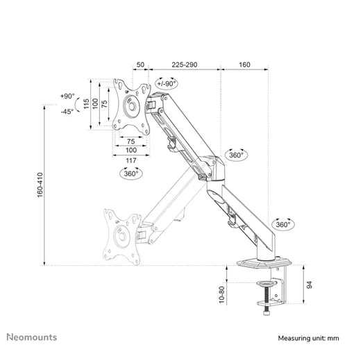 Neomounts 17" - 27" Monitor Arm Desk Mount | DS70-700BL1 Monitor Arm Desk Mount NeoMounts