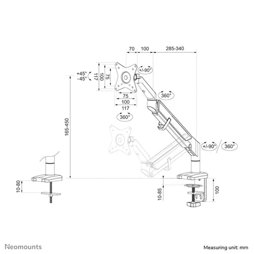 Neomounts 17" - 32" Single Monitor Arm Desk Mount | DS70-810BL1 Monitor Arm Desk Mount NeoMounts