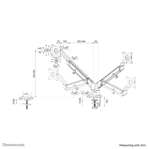 NeoMounts 17"-32" Dual Monitor Arm Desk Mount | DS70-810BL2 Monitor Arm Desk Mount NeoMounts