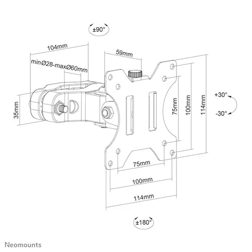 NeoMounts FL40-430BL11 TV Pole Mount Pole Mount NeoMounts
