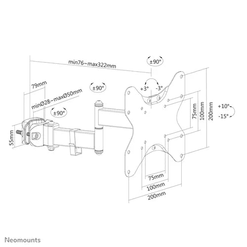 NeoMounts FL40-450BL12 TV Pole Mount Pole Mount NeoMounts