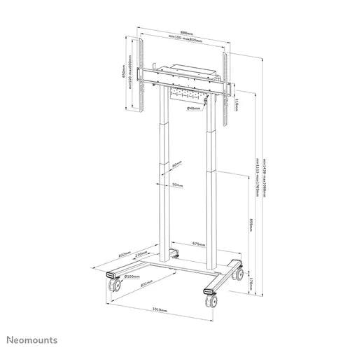 Neomounts 37" - 100" Display Trolley | FL55-875WH1 Mobile Trolley NeoMounts