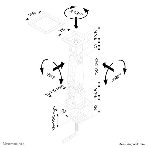 NeoMounts FPMA-D400 Monitor Arm Desk Mount - Up to 30" Screen Monitor Arm Desk Mount NeoMounts