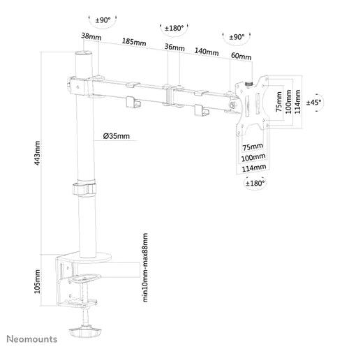 Neomounts FPMA-D550BLACK 10-32" Monitor Arm Desk Mount