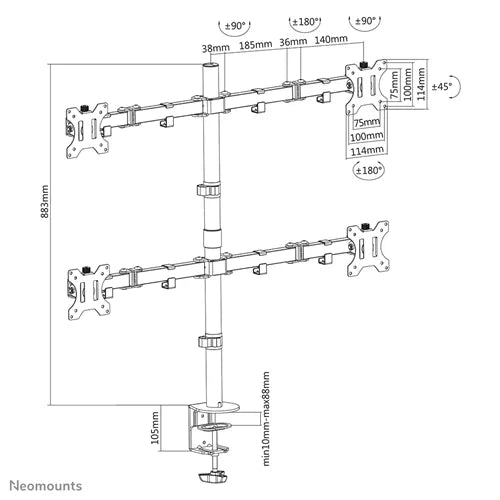 NeoMounts 13" - 32" Monitor Arm Desk Mount | FPMA-D550D4BLACK Monitor Arm Desk Mount NeoMounts