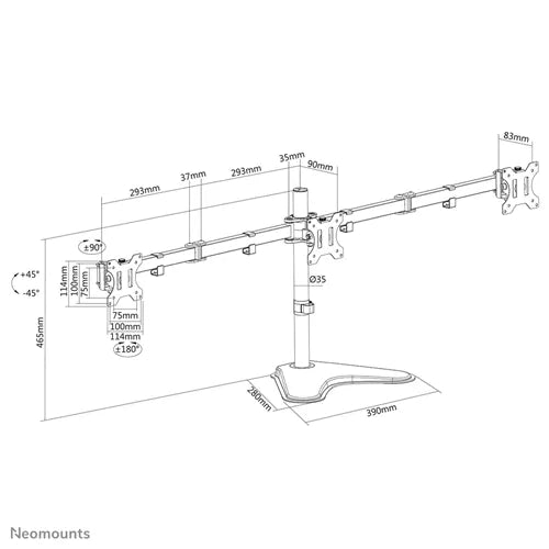 Neomounts 13" - 27" Monitor Desk Stand | FPMA-D550DD3BLACK Monitor Arm Desk Mount NeoMounts