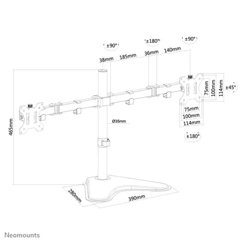 Neomounts 10" - 32" Dual Monitor Arm Desk Mount | FPMA-D550DDBLACK Monitor Arm Desk Mount NeoMounts