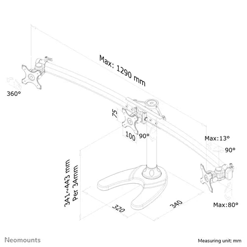 Neomounts FPMA-D700DD3 10-27" Monitor Arm Desk Mount