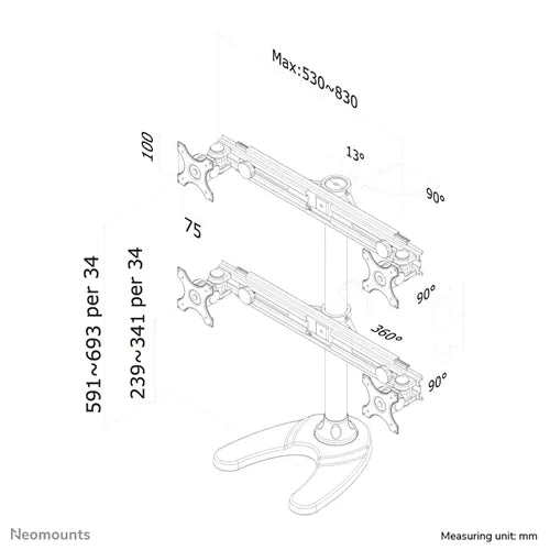 Neomounts 19"-30" Monitor Arm Desk Mount | FPMA-D700DD4 Mobile Trolley NeoMounts
