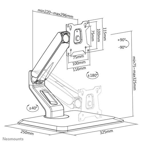 Neomounts FPMA-D885BLACK 10-32" Monitor Arm Desk Mount