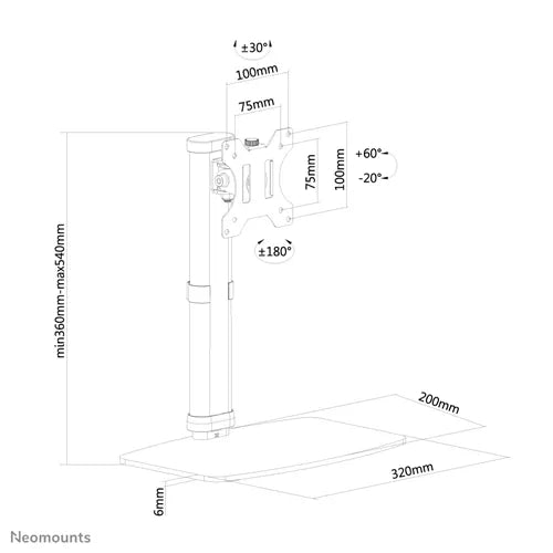Neomounts 10" - 30" Single Monitor Arm Desk Mount | FPMA-D890BLACK Monitor Arm Desk Mount NeoMounts