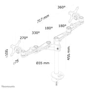 NeoMounts FPMA-D935DG Monitor Arm Desk Mount - For Two 10-27" Monitor Screens Monitor Arm Desk Mount NeoMounts