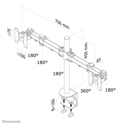 Neomounts 10"-27" Monitor Dual Arm Desk Mount | FPMA-D960D Monitor Arm Desk Mount NeoMounts