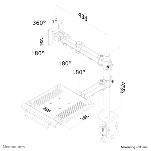 NeoMounts FPMA-D960NOTEBOOK Monitor/Laptop Desk Mount - For 10-27" Screens Table Stand NeoMounts