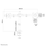 Neomounts 10" - 27" Dual Monitor Arm Desk Mount | FPMA-DCB100DBLACK Monitor Arm Desk Mount NeoMounts