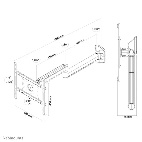 NeoMounts 10-40" Full Motion Medical Wall Mount | FPMA-HAW050 Wall Mount Bracket NeoMounts