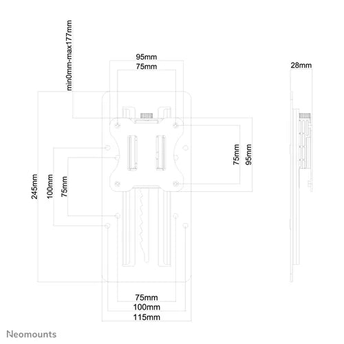 NeoMounts FPMA-LIFT100BLACK Height Adjustable Adapter