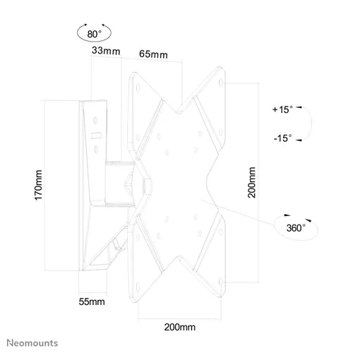 Neomounts 10" - 40" Swivel Wall Mount Bracket | FPMA-W815 Wall Mount Bracket NeoMounts