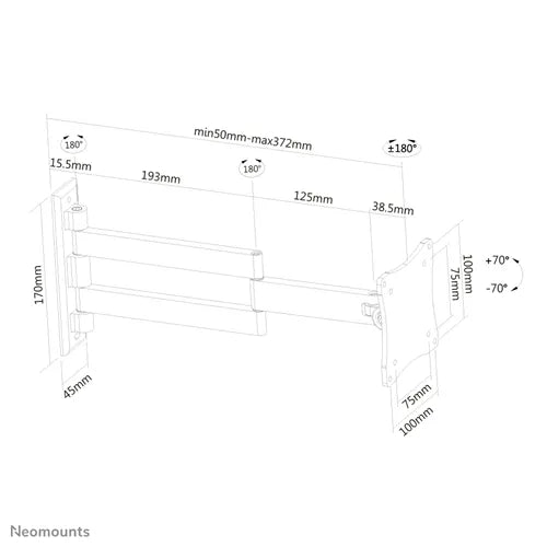 NeoMounts 10"-27" Full Motion TV/Monitor Wall Mount | FPMA-W830 Wall Mount Bracket NeoMounts