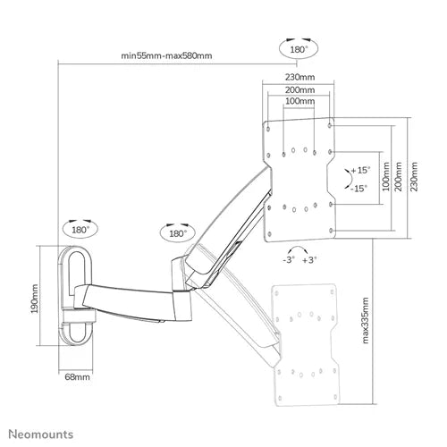Neomounts 10"-40" Full Motion Wall Mount Bracket | FPMA-W950 Wall Mount Bracket NeoMounts