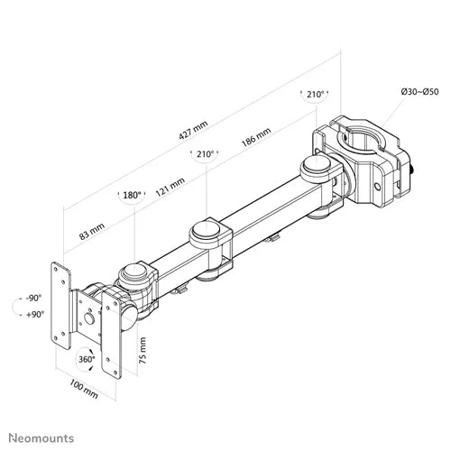 NeoMounts FPMA-WP300BLACK TV Pole Mount - For Single 10-30" Screen Mounting Kit NeoMounts