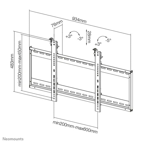 NeoMounts LED-VW500BLACK Video Wall Mount - 32-75" Screen Video Wall Mount NeoMounts