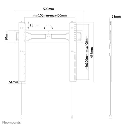 Neomounts 32" - 55" Ultra Thin Wall Mount Bracket | LED-W400BLACK Wall Mount Bracket NeoMounts